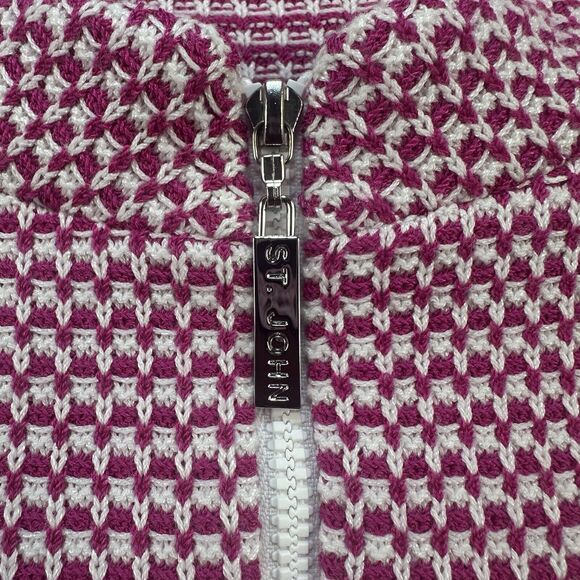 St John Sport Sweater Womens Extra Large Pink Cardigan Full Zip Knit Logo Sporty - Picture 5 of 16